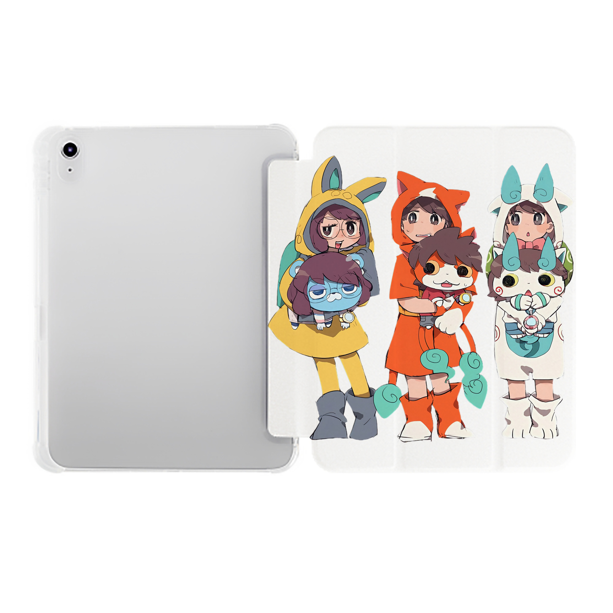 （画像用） 妖怪ウォッチ Yo-kai Watch IPad ケース ペン収納付き 三つ折りスタンド PUレザー×シリコン 対応機種9.5/10.5/10.9インチ